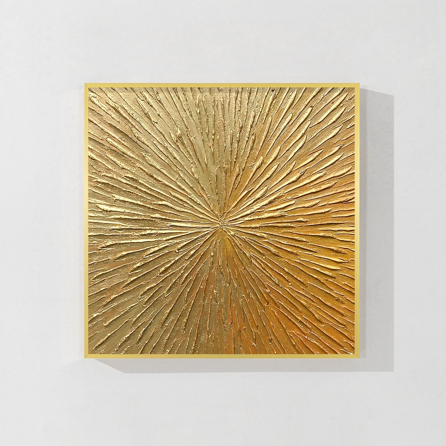 Gold Textured Art Abstract Painting Minimalist Painting On Canvas, Square Gold W #9