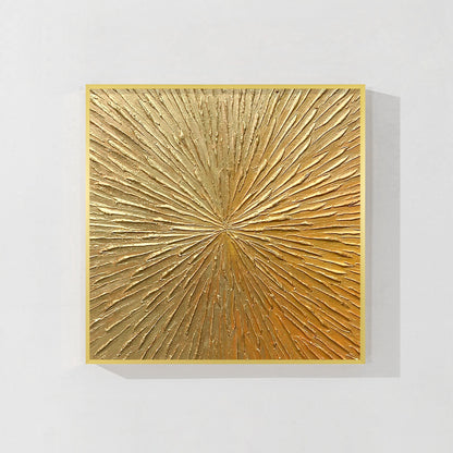 Gold Textured Art Abstract Painting Minimalist Painting On Canvas, Square Gold W #9