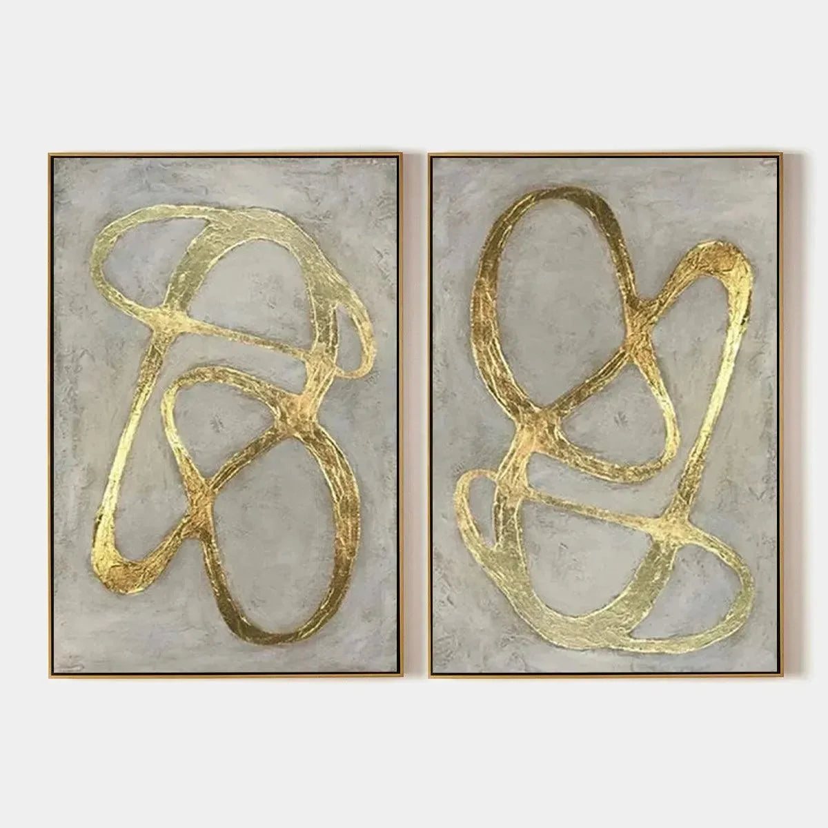 GOLDEN ABSTRACT DIPTYCH: Abstract Painting Set of 2, Vertical Wall Art | hanging in living room, Abstract wall art