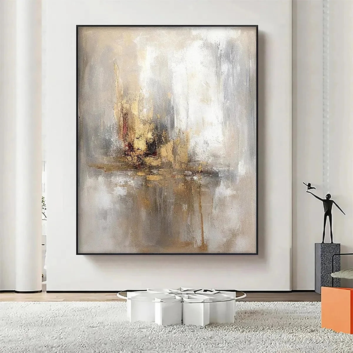 GOLDEN ABSTRACT: Textured Abstract Painting, Vertical Wall Art | Abstract closeup, raised brushwork detail