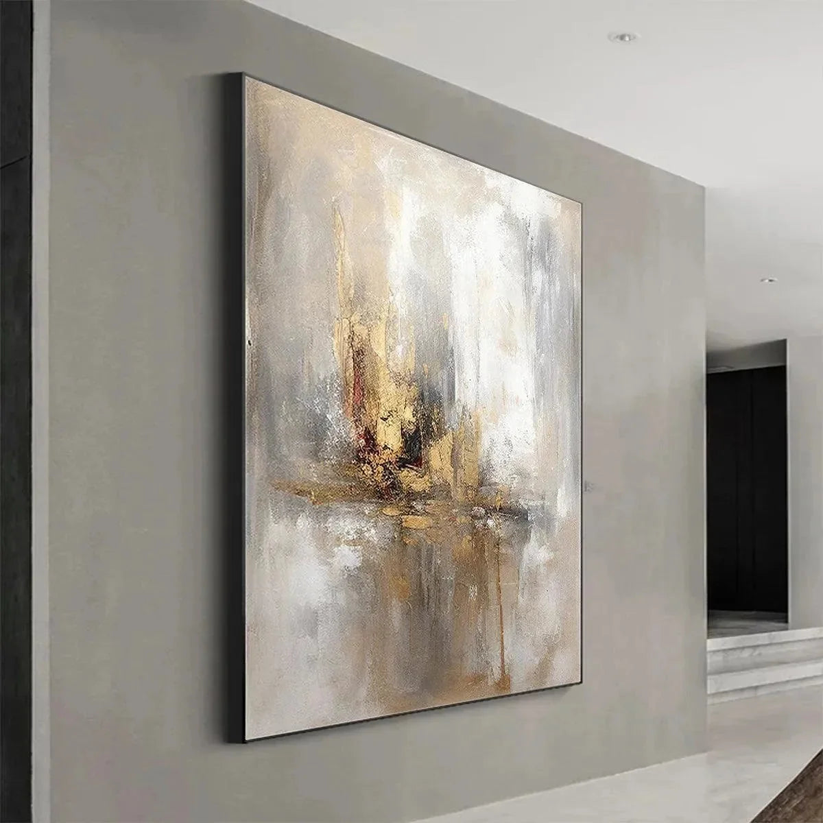 GOLDEN ABSTRACT: Textured Abstract Painting, Vertical Wall Art | yellow palette, original oil on stretched canvas art