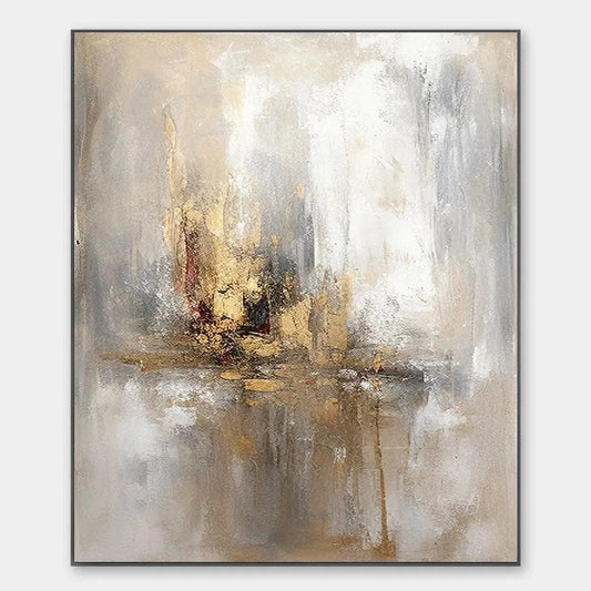 GOLDEN ABSTRACT: Textured Abstract Painting, Vertical Wall Art | hanging in living room, Abstract wall art