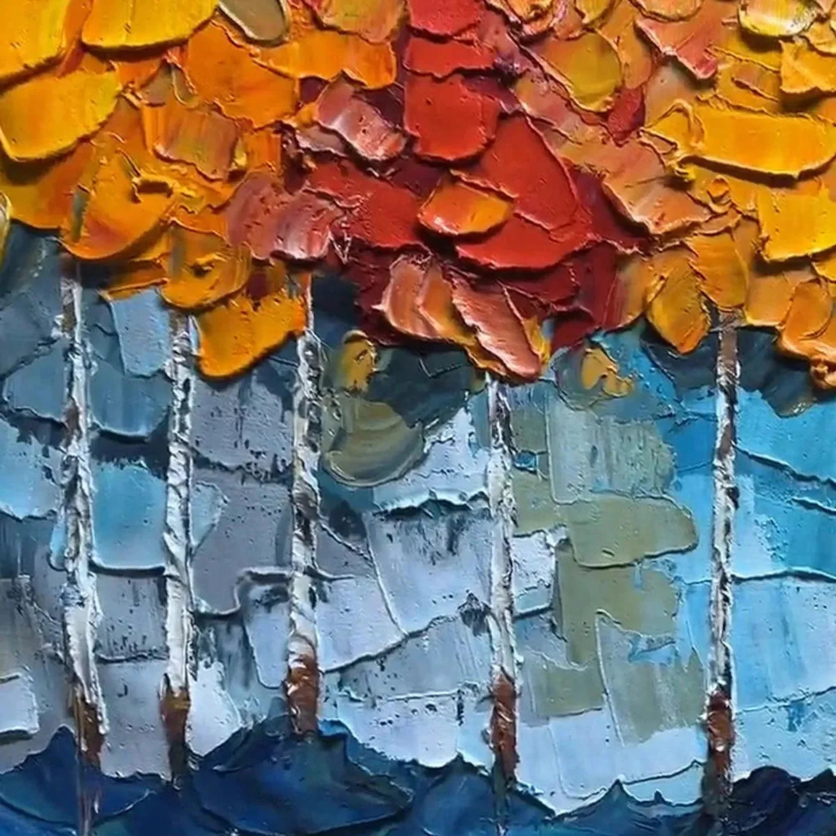 GOLDEN ASPEN: Textured Forest Painting, Impasto Wall Art, Horizontal Canvas, Autumn Decor | rectangular format, hand-painted canvas edge