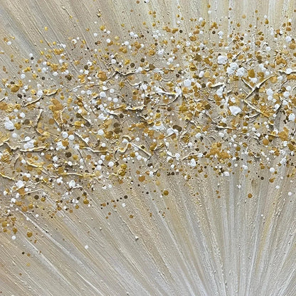 GOLDEN AURORA: Abstract Painting in Gold and Beige, Horizontal Canvas, Modern Wall Art | rolled canvas, ready for custom framing