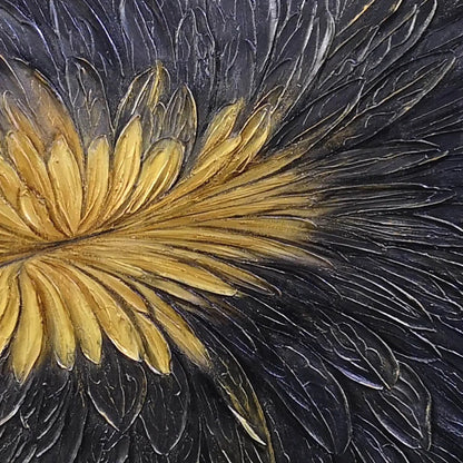 GOLDEN BLOOM: Textured Abstract Gold Black Oil Painting | rectangular format, hand-painted canvas edge