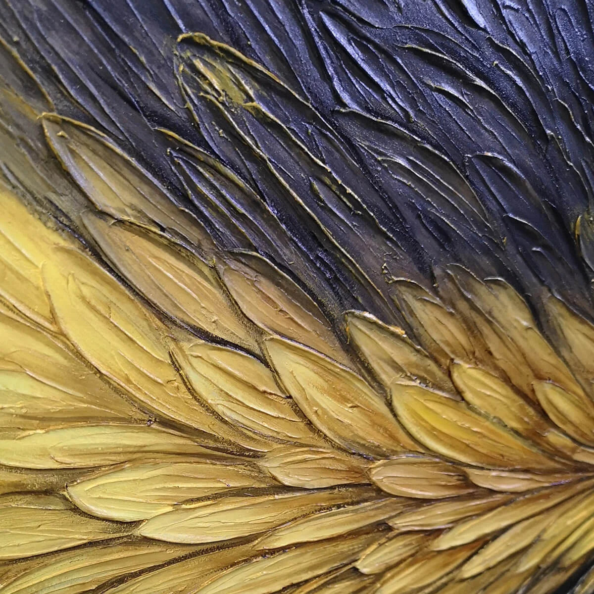 GOLDEN BLOOM: Textured Abstract Gold Black Oil Painting | rolled canvas, ready for custom framing