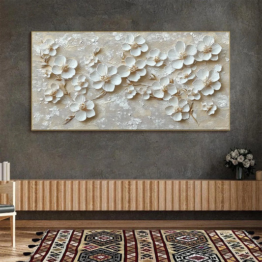 GOLDEN BLOSSOMS: Textured Floral Oil Painting