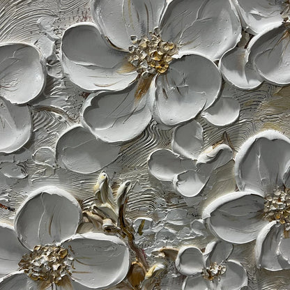 GOLDEN BLOSSOMS: Textured Floral Oil Painting | rolled canvas, ready for custom framing