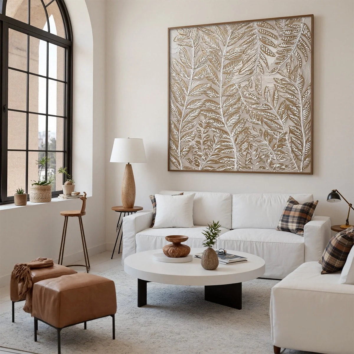 GOLDEN BOTANICALS: Textured Metallic Gold Leaf Oil Painting | rolled canvas, ready for custom framing