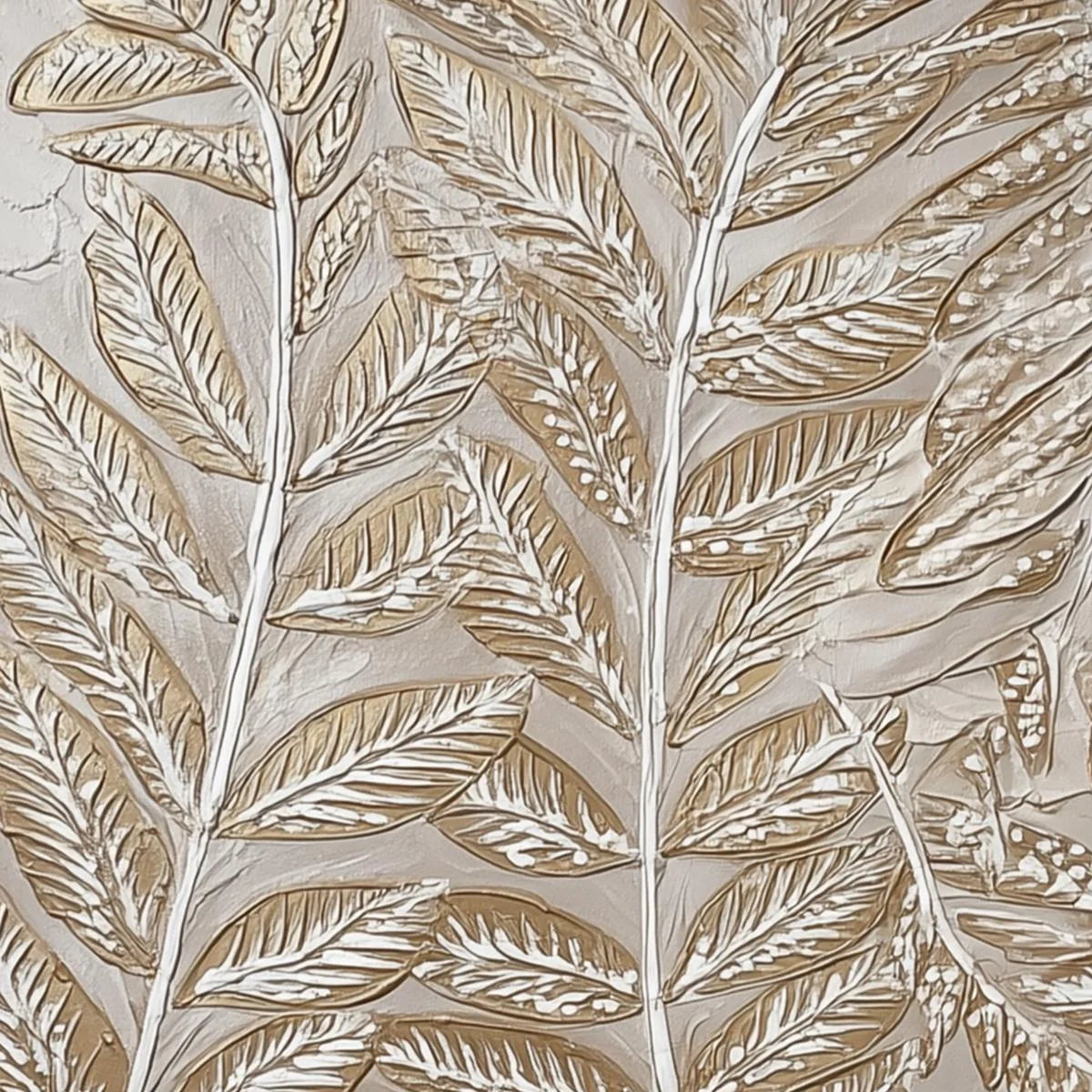 GOLDEN BOTANICALS: Textured Metallic Gold Leaf Oil Painting | black frame version on white wall
