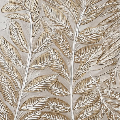 GOLDEN BOTANICALS: Textured Metallic Gold Leaf Oil Painting | black frame version on white wall