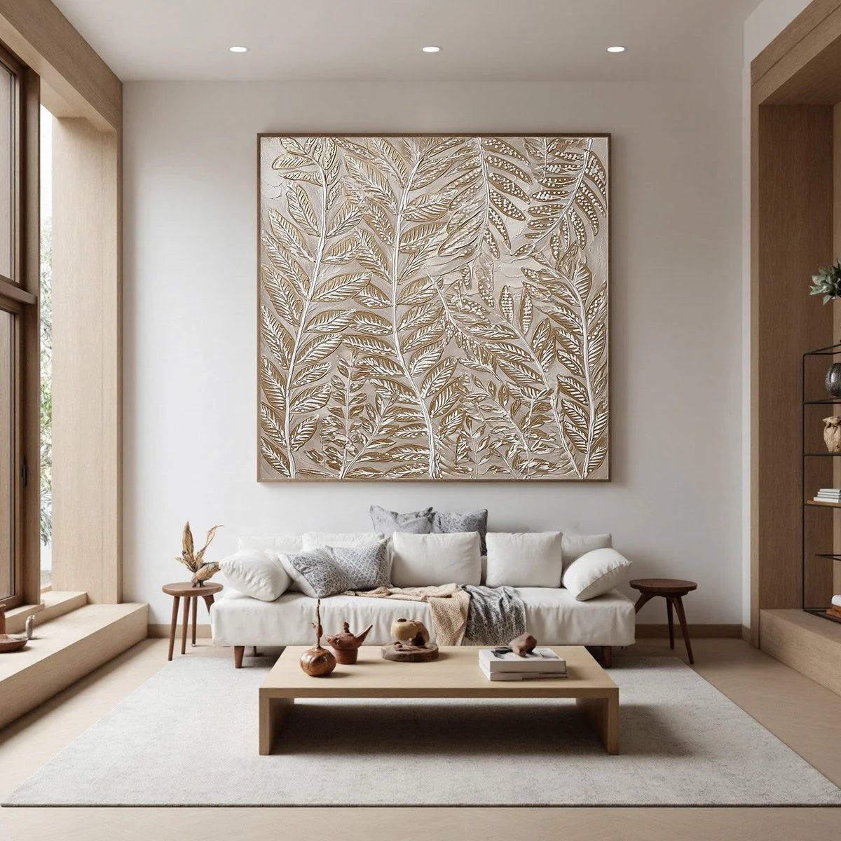 GOLDEN BOTANICALS: Textured Metallic Gold Leaf Oil Painting | Abstract mood, soft natural light studio shot