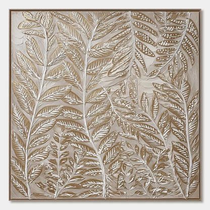 GOLDEN BOTANICALS: Textured Metallic Gold Leaf Oil Painting | hanging in living room, Abstract wall art