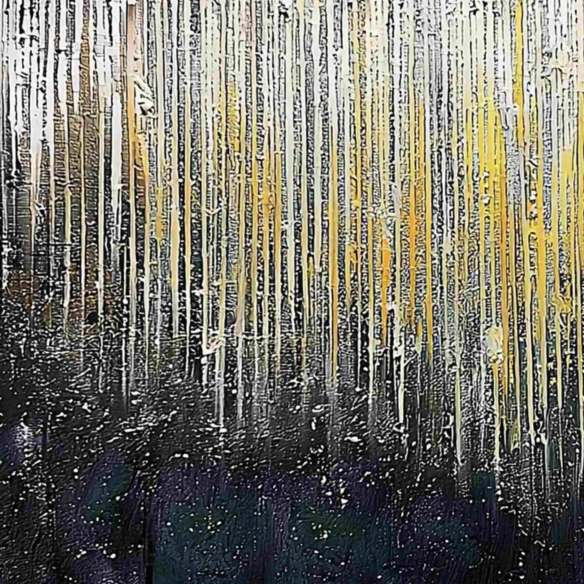 GOLDEN CASCADE: Large Textured Abstract Gold and Black Painting | rectangular format, hand-painted canvas edge