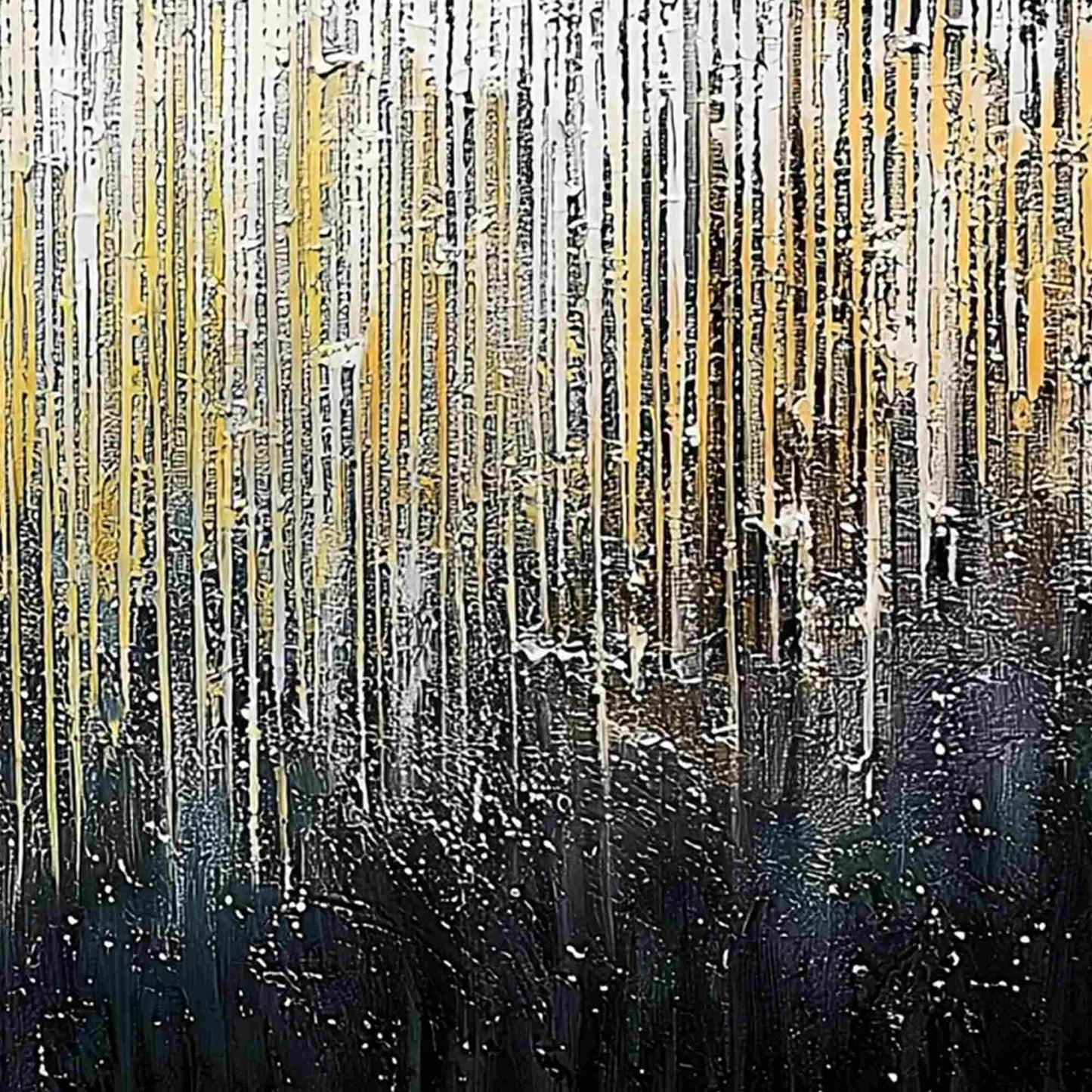 GOLDEN CASCADE: Large Textured Abstract Gold and Black Painting | rolled canvas, ready for custom framing