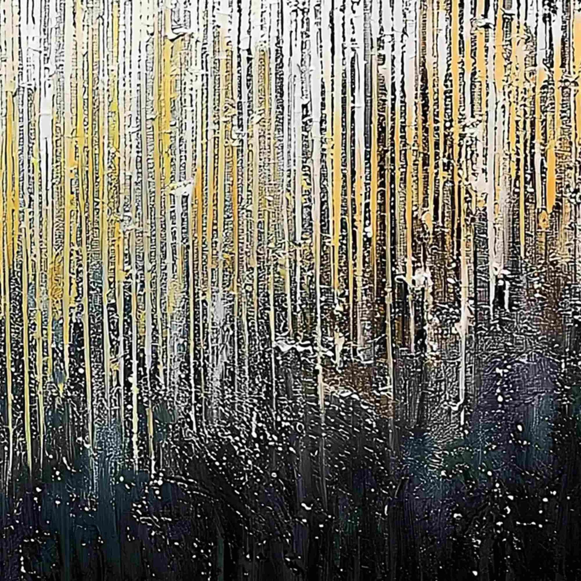 GOLDEN CASCADE: Large Textured Abstract Gold and Black Painting | rolled canvas, ready for custom framing
