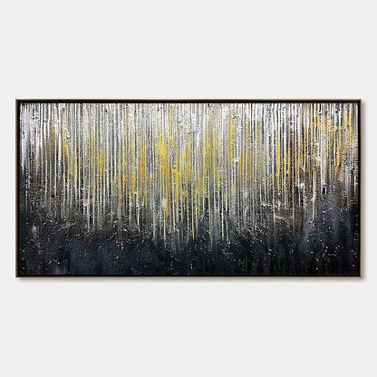 GOLDEN CASCADE: Large Textured Abstract Gold and Black Painting | hanging in living room, Abstract wall art