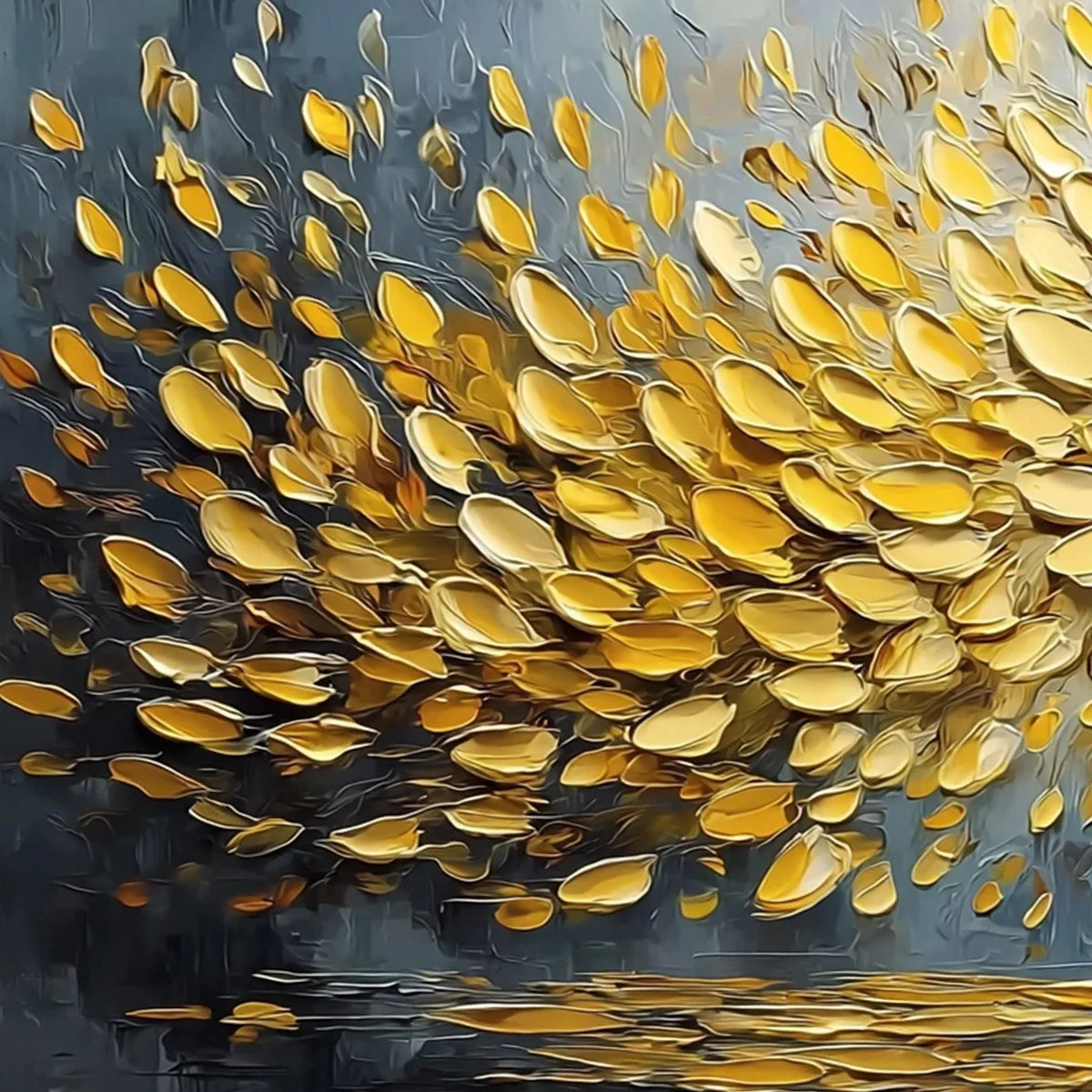 GOLDEN CASCADE | rectangular format, hand-painted canvas edge