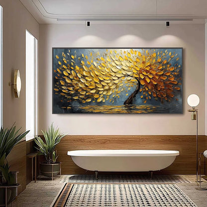 GOLDEN CASCADE | black frame version on white wall