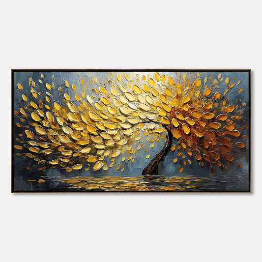 GOLDEN CASCADE | hanging in , Abstract wall art