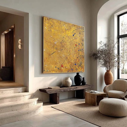 GOLDEN CHORUS: Abstract Expressionist Oil Painting | rectangular format, hand-painted canvas edge