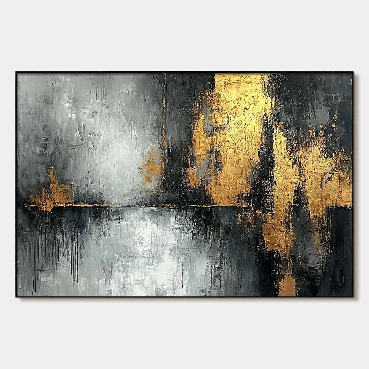 GOLDEN EMBRACE: Textured Abstract Oil Painting | hanging in living room, Abstract wall art