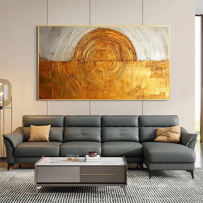 GOLDEN ERA: Panoramic Abstract Oil Painting with Gold and Silver | Abstract closeup, raised brushwork detail