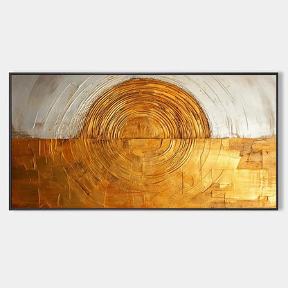 GOLDEN ERA: Panoramic Abstract Oil Painting with Gold and Silver | hanging in living room, Abstract wall art