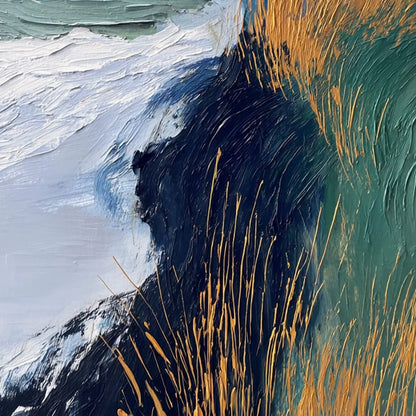 GOLDEN ESTUARY: Textured Abstract River Landscape Painting | rolled canvas, ready for custom framing