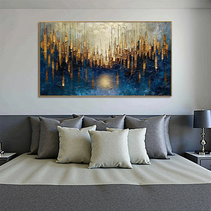GOLDEN FOREST REFLECTION: Textured Landscape Oil Painting | Landscape mood, soft natural light studio shot