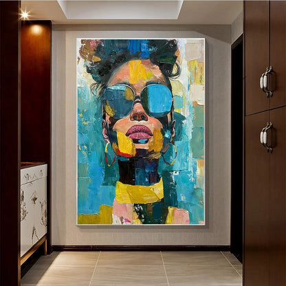 GOLDEN GAZE: Modern Portrait Impasto Oil Painting | Abstract closeup, raised brushwork detail