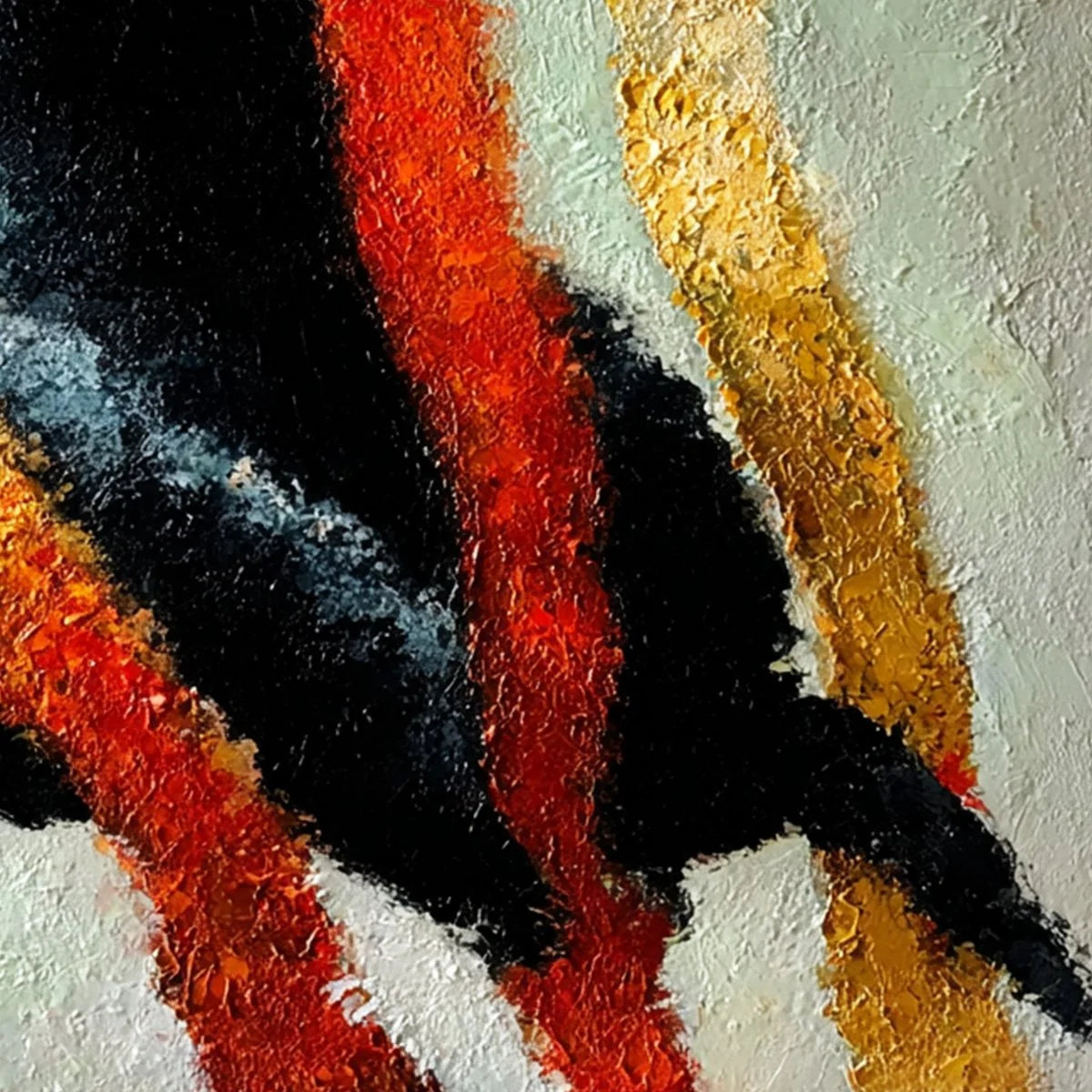 GOLDEN GAZE: Textured Impasto Black Cat Painting with Golden Accents | rectangular format, hand-painted canvas edge