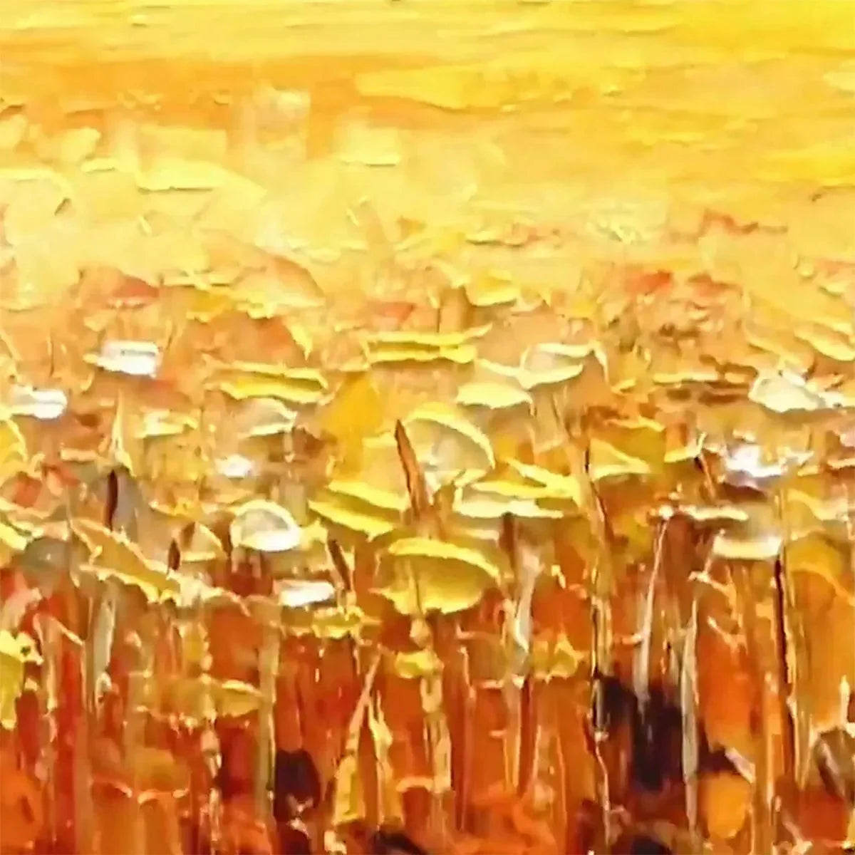 GOLDEN HARVEST: Landscape Painting of a Golden Field at Sunset | rectangular format, hand-painted canvas edge