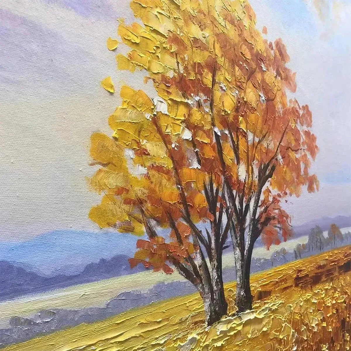 GOLDEN HARVEST: Landscape Painting of a Golden Field at Sunset | Landscape mood, soft natural light studio shot