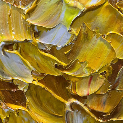 GOLDEN HARVEST: Textured Impasto Golden Tree Oil Painting | rolled canvas, ready for custom framing