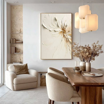 GOLDEN HEART: Textured Impasto Abstract Floral Painting | rolled canvas, ready for custom framing