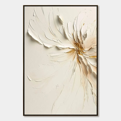 GOLDEN HEART: Textured Impasto Abstract Floral Painting | hanging in living room, Abstract wall art
