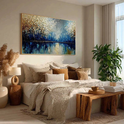 GOLDEN HORIZON: Textured Abstract Cityscape Painting with Golden Hues | yellow palette, original oil on stretched canvas art