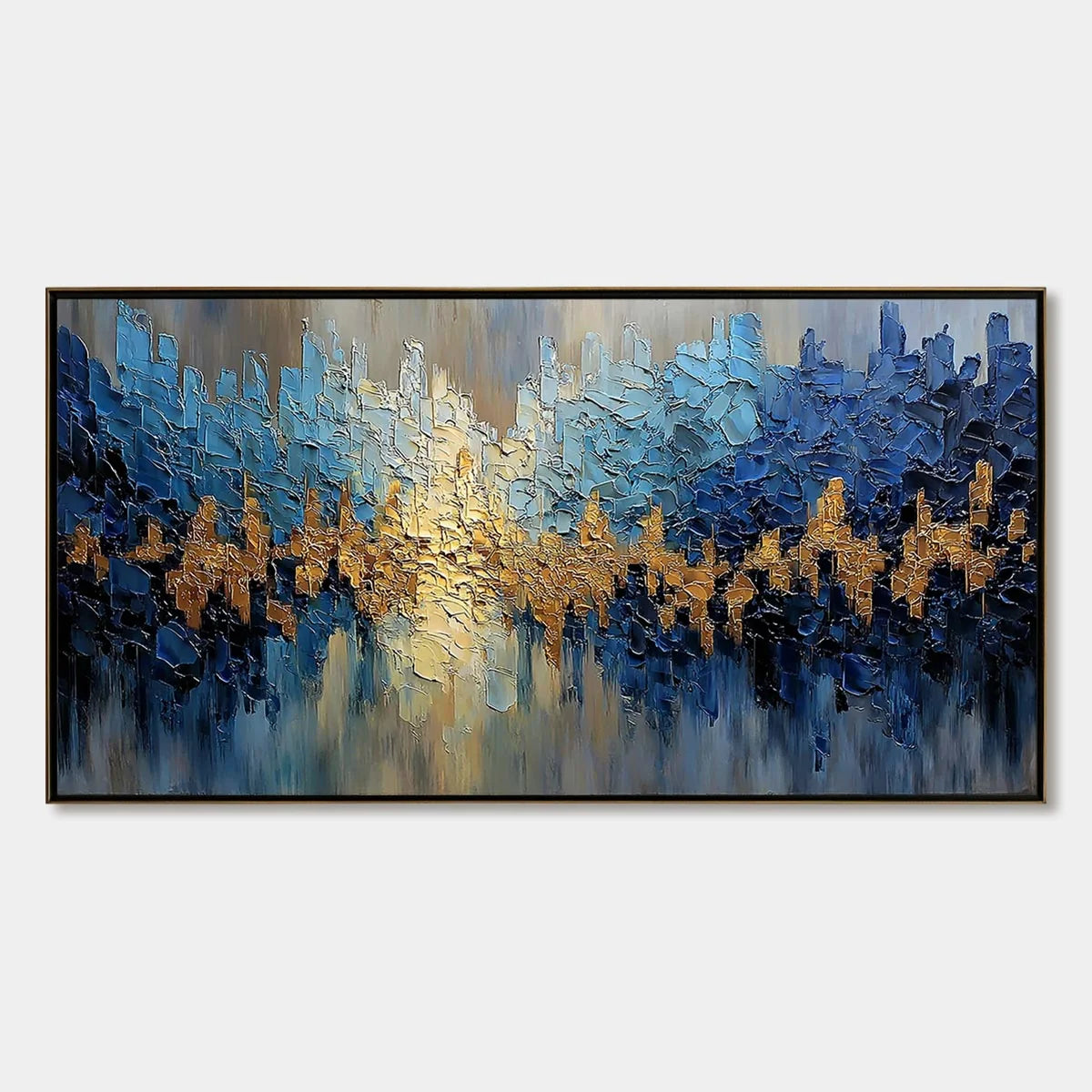 Golden Horizon impasto painting, hand-painted by UArtShow