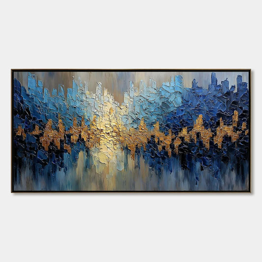 Golden Horizon impasto painting, hand-painted by UArtShow