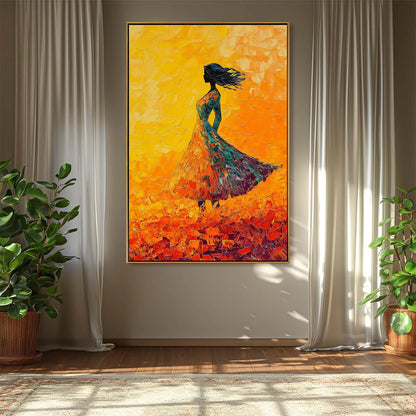 GOLDEN HOUR GRACE: Textured Impasto Figurative Oil Painting of Woman in Field | Figurative closeup, raised brushwork detail