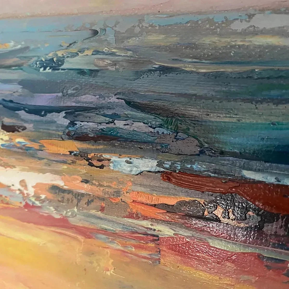 GOLDEN HOUR SEASCAPE: Ocean Painting, Sunset Wall Art, Impasto Texture, Vertical Canvas | yellow palette, original oil on stretched canvas art