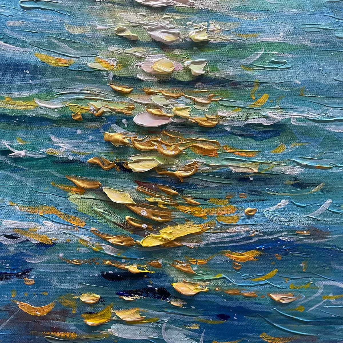 GOLDEN HOUR: Textured Sunset Seascape Oil Painting | rolled canvas, ready for custom framing