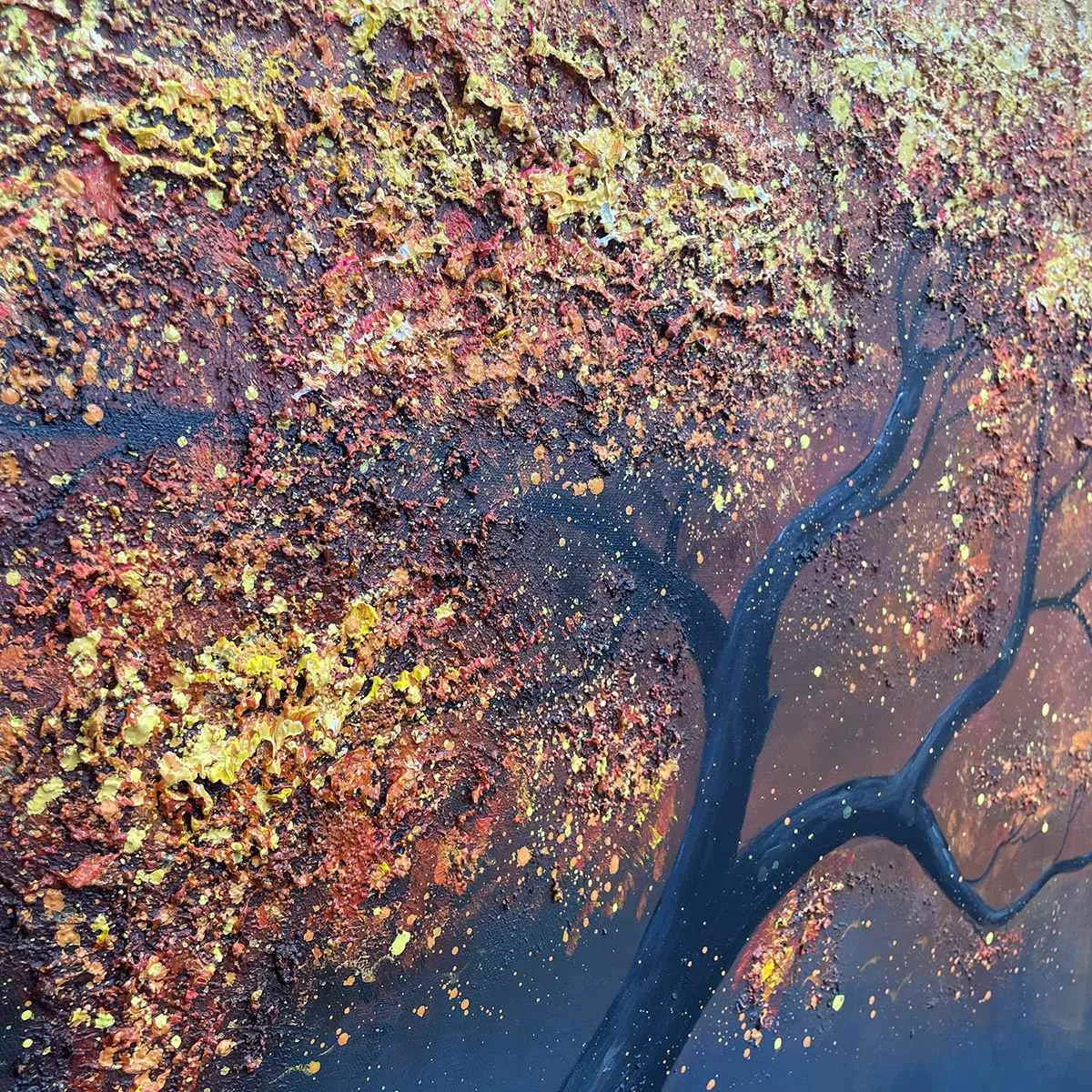 GOLDEN HOUR: Textured Tree Painting, Impasto Wall Art, Panoramic Canvas, Landscape Decor | rolled canvas, ready for custom framing