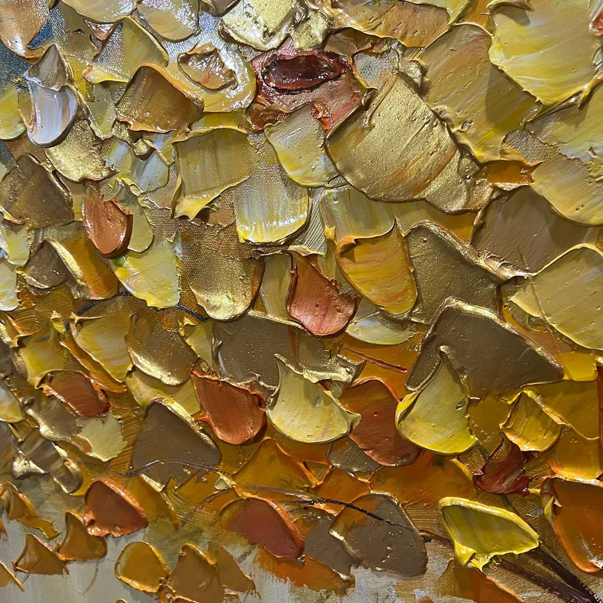 GOLDEN MAJESTY: Textured Impasto Golden Tree Oil Painting | rolled canvas, ready for custom framing