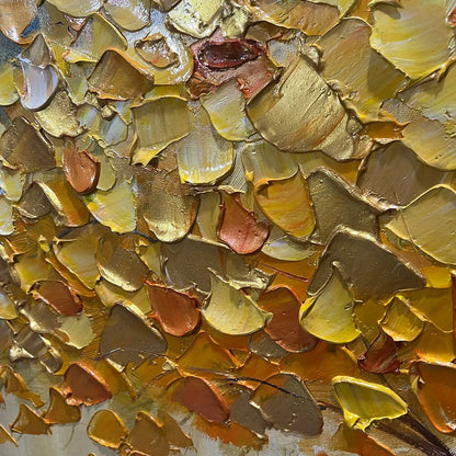 GOLDEN MAJESTY: Textured Impasto Golden Tree Oil Painting | rolled canvas, ready for custom framing