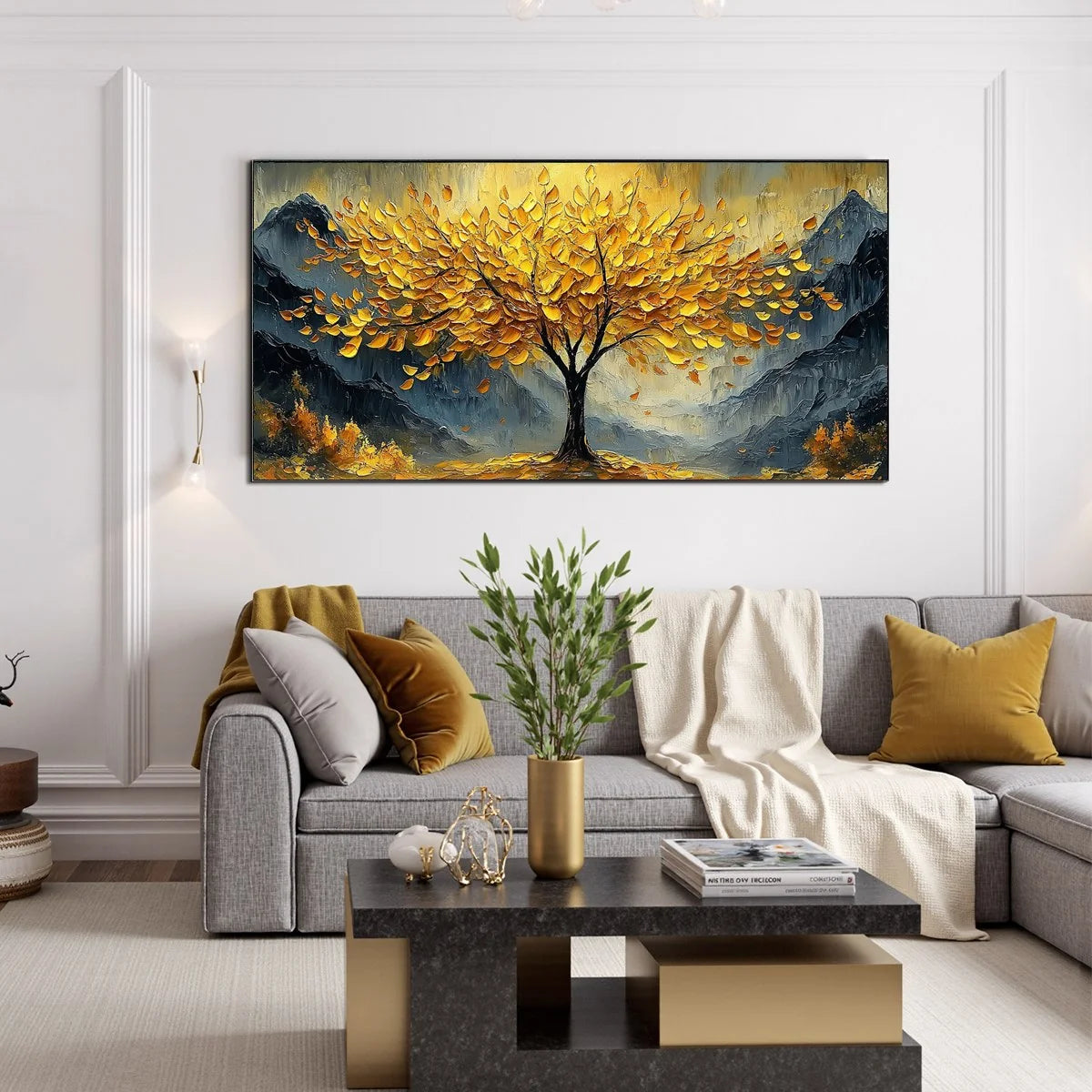 GOLDEN MAJESTY: Textured Landscape Oil Painting | Landscape closeup, raised brushwork detail