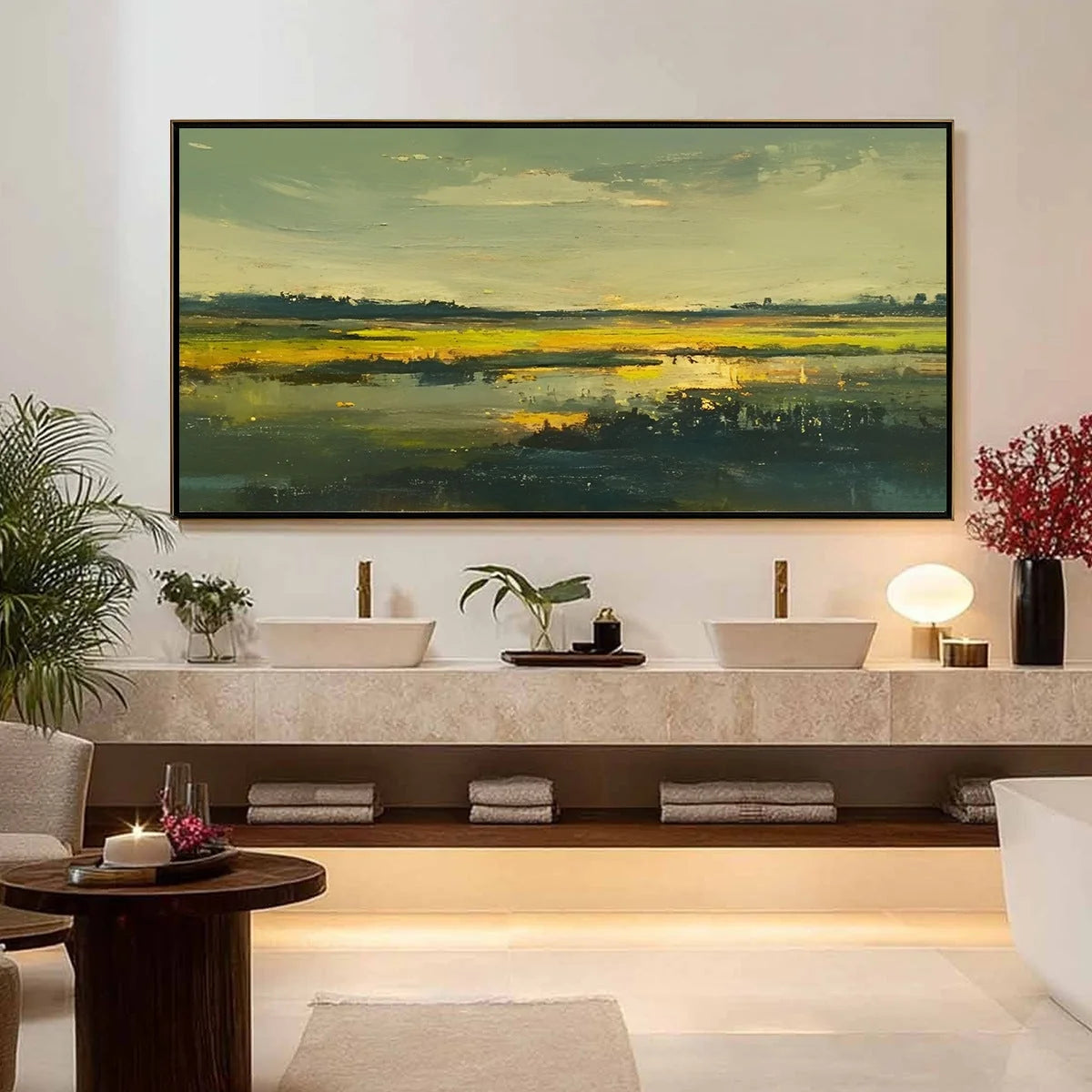 GOLDEN MARSH: Abstract Impressionist Landscape Painting | Impressionist closeup, raised brushwork detail