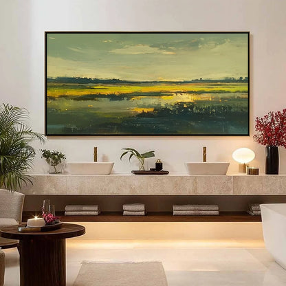 GOLDEN MARSH: Abstract Impressionist Landscape Painting | Impressionist closeup, raised brushwork detail