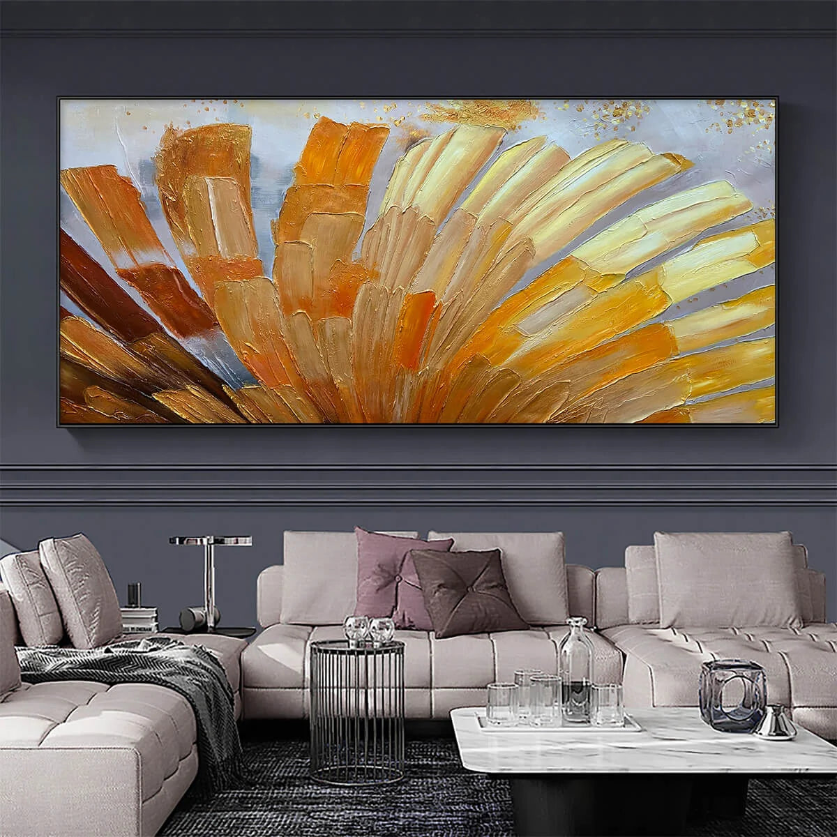 GOLDEN RADIANCE: Abstract Gold Textured Impasto Oil Painting | Abstract closeup, raised brushwork detail